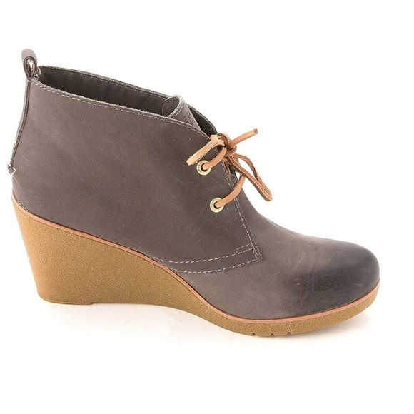 SPERRY $130 Top Sider Harlow‎ Burnished Leather Wedge Ankle Booties Cognac 7.5 - Picture 3 of 7